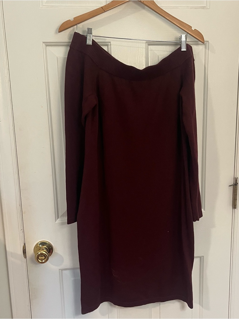Vince Camuto maroon Off-Shoulder Midi Sweater Dress